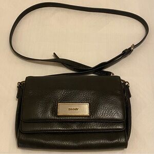 DKNY Square Mini Black Leather Crossbody Purse Bag